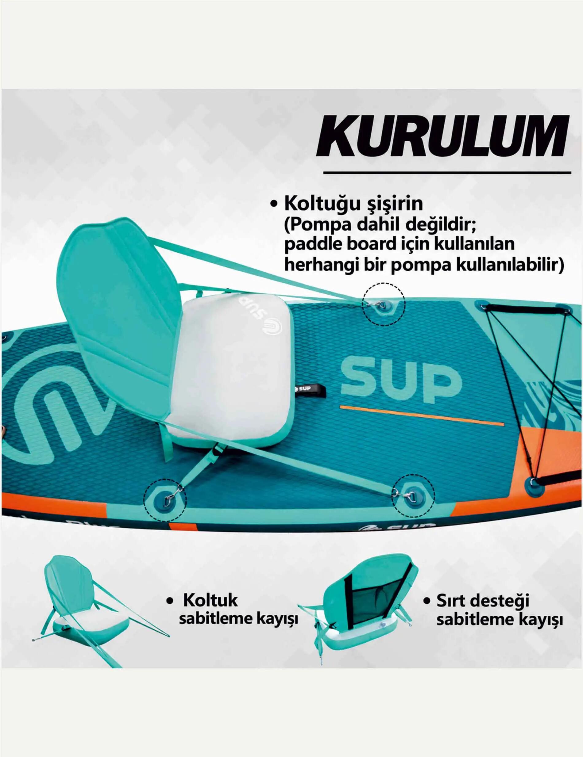 Şişme SUP Koltuğu – Paddle Board Koltuğu, Ayarlanabilir Sırt Destekli 2/6