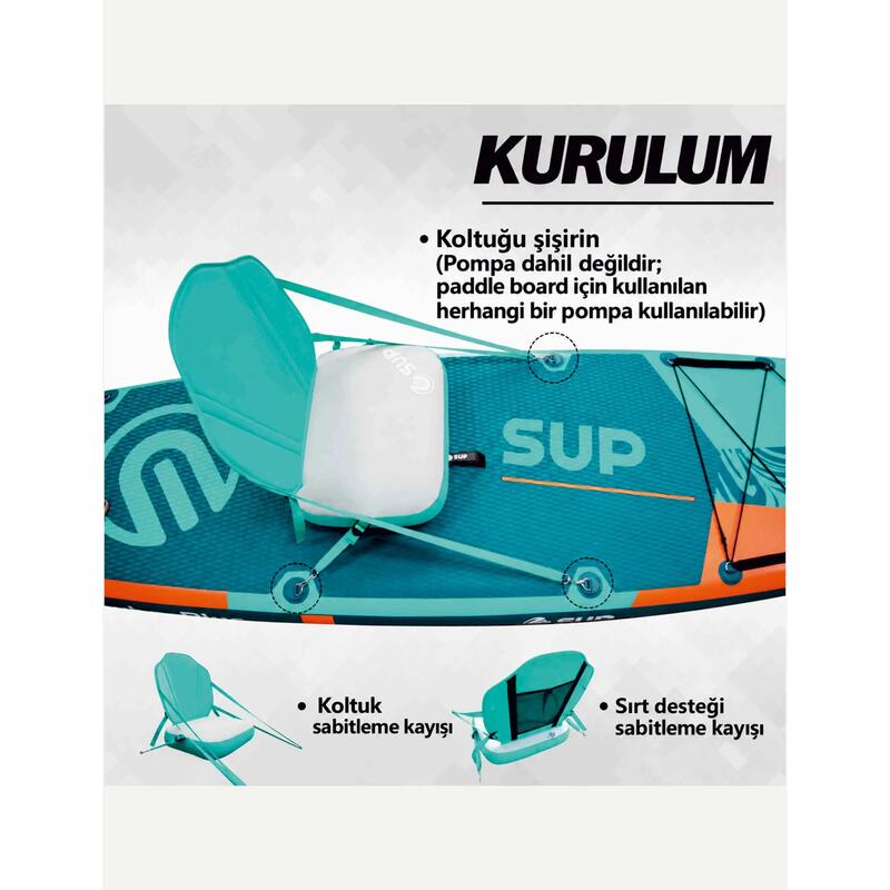 Şişme SUP Koltuğu – Paddle Board Koltuğu, Ayarlanabilir Sırt Destekli