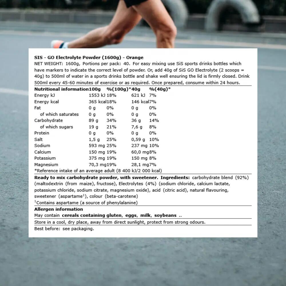 SIS GO Electrolyte Powder (1600g) Orange - Energia e resistenza - Elettroliti 3/3