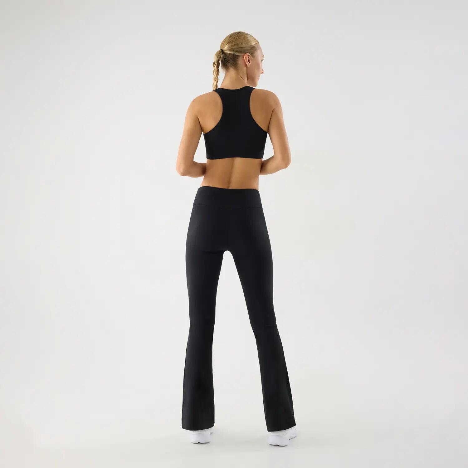 Leggings deportivos acampanados tacto algodonero negro 2/4