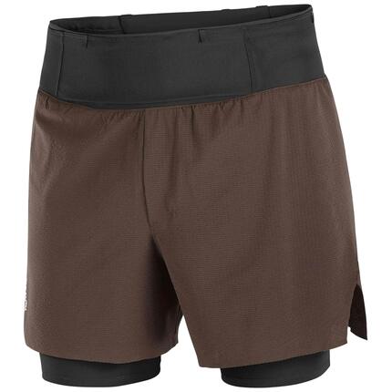 Short Salomon modèle Agile 2 en 1 Short "Café" pour homme