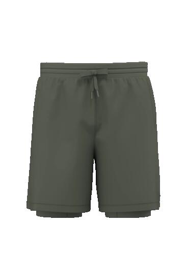 Short 2-en-1 avec sous-short intégré pour homme - Sporty Khaki - XL