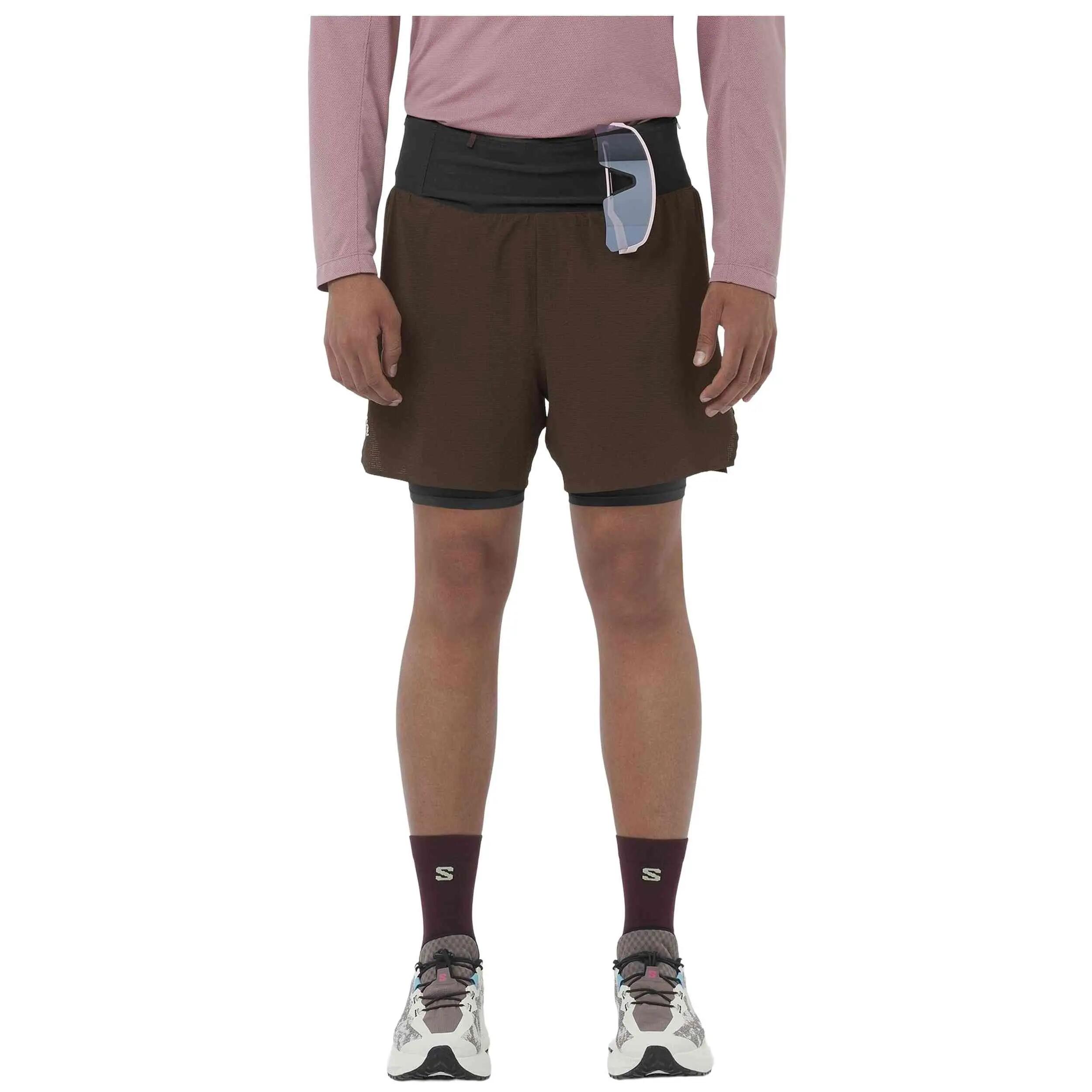 Kurze hose Salomon Modell Agile 2 en 1 Short "Café" für männer 3/5