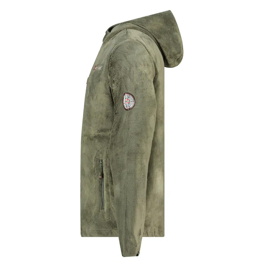 Veste polaire homme randonnée, capuche, poches zippées, vert 3/3