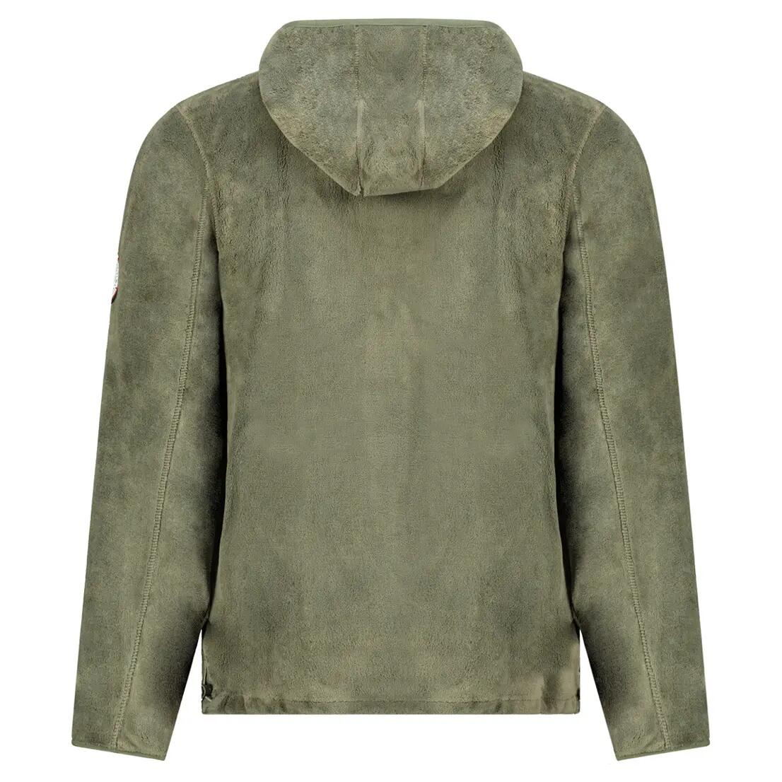 Veste polaire homme randonnée, capuche, poches zippées, vert 2/3