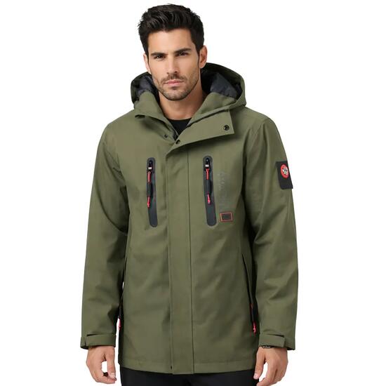 Veste de montagne – Homme – Coupe-vent à capuche – Kaki