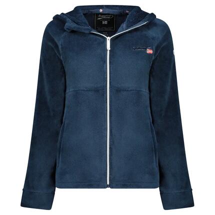 Fleecejacke – Bergwandern – Damen – mit Kapuze, Reißverschluss – Dunkelblau