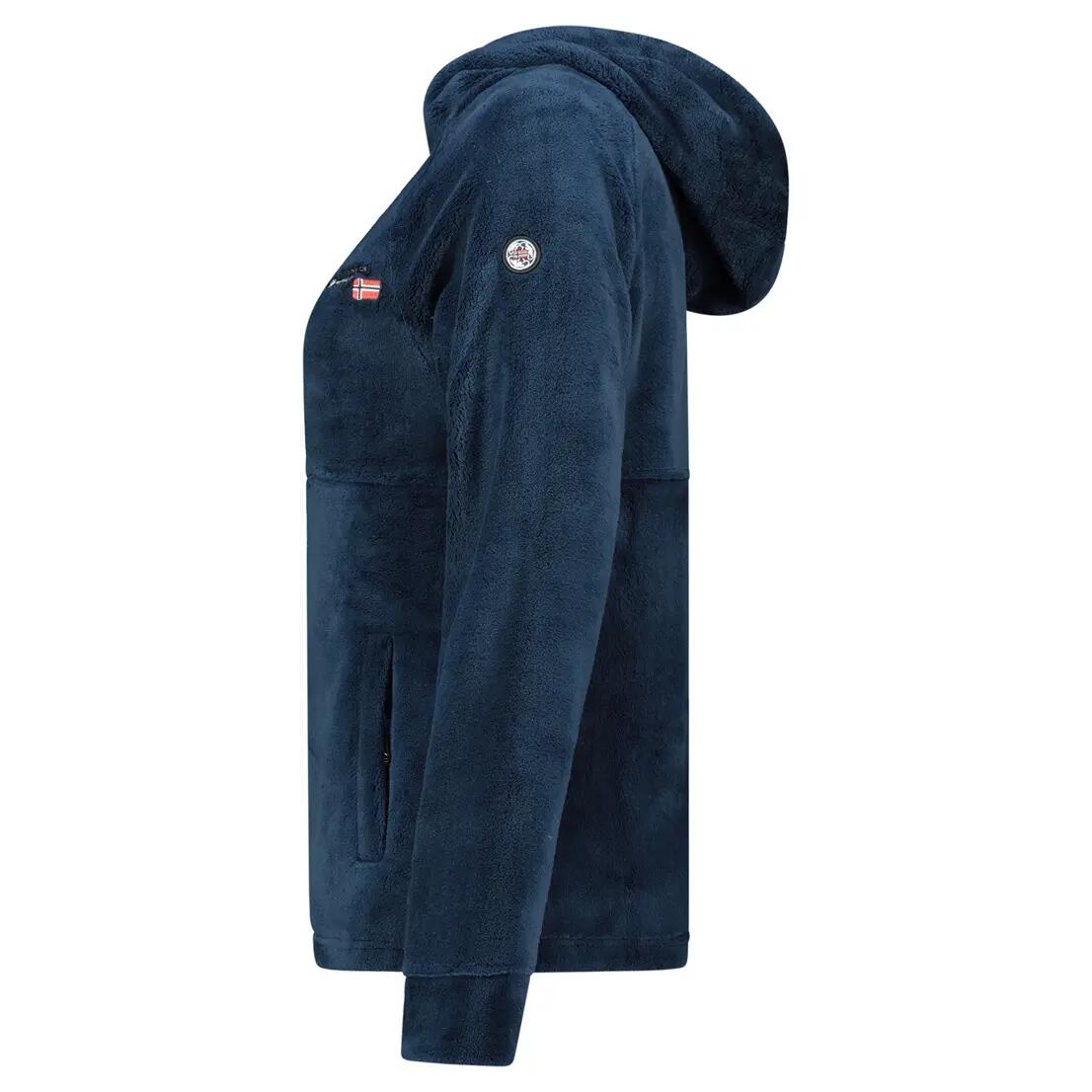 Fleecejacke – Bergwandern – Damen – mit Kapuze, Reißverschluss – Dunkelblau 2/6