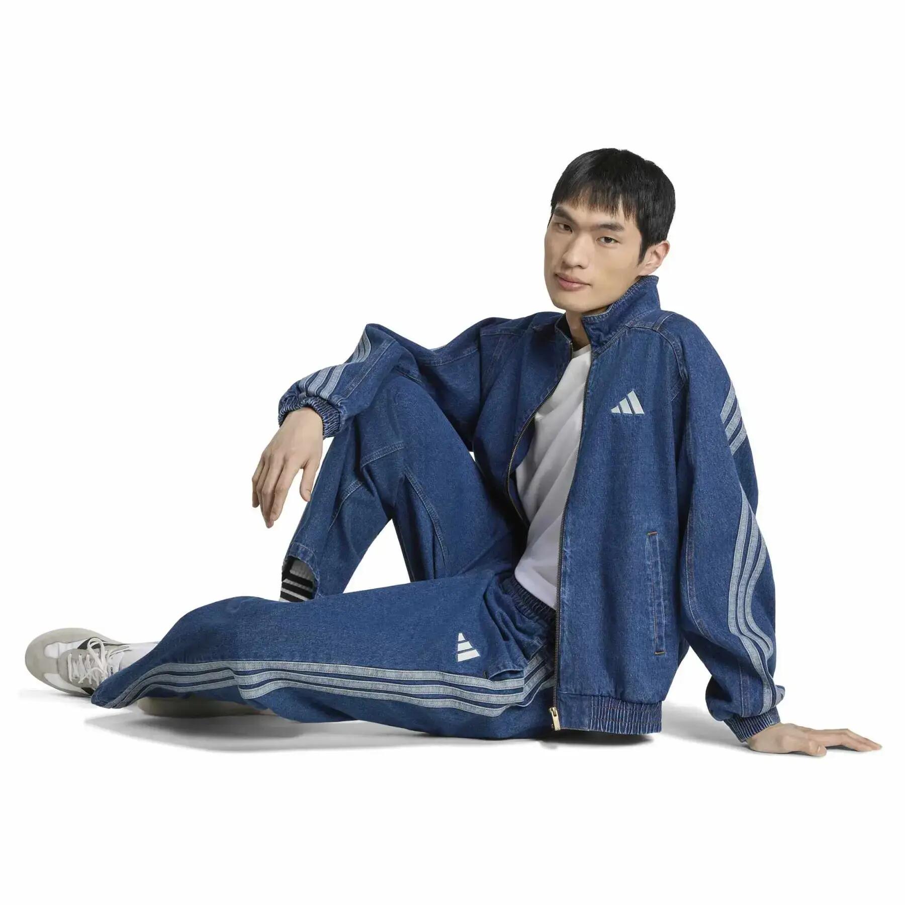 Veste de survêtement denim coupe large adidas Stadium 4/6