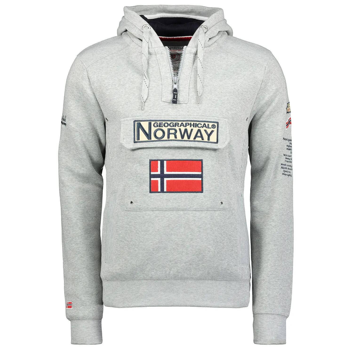 Sweatshirt desportivo homem Geographical Norway com capuz, cinzento 1/4