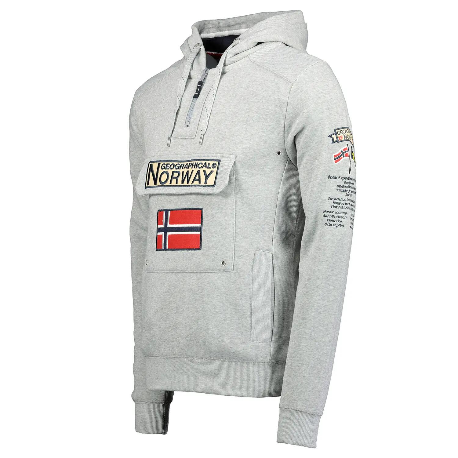 Sweatshirt desportivo homem Geographical Norway com capuz, cinzento 3/4
