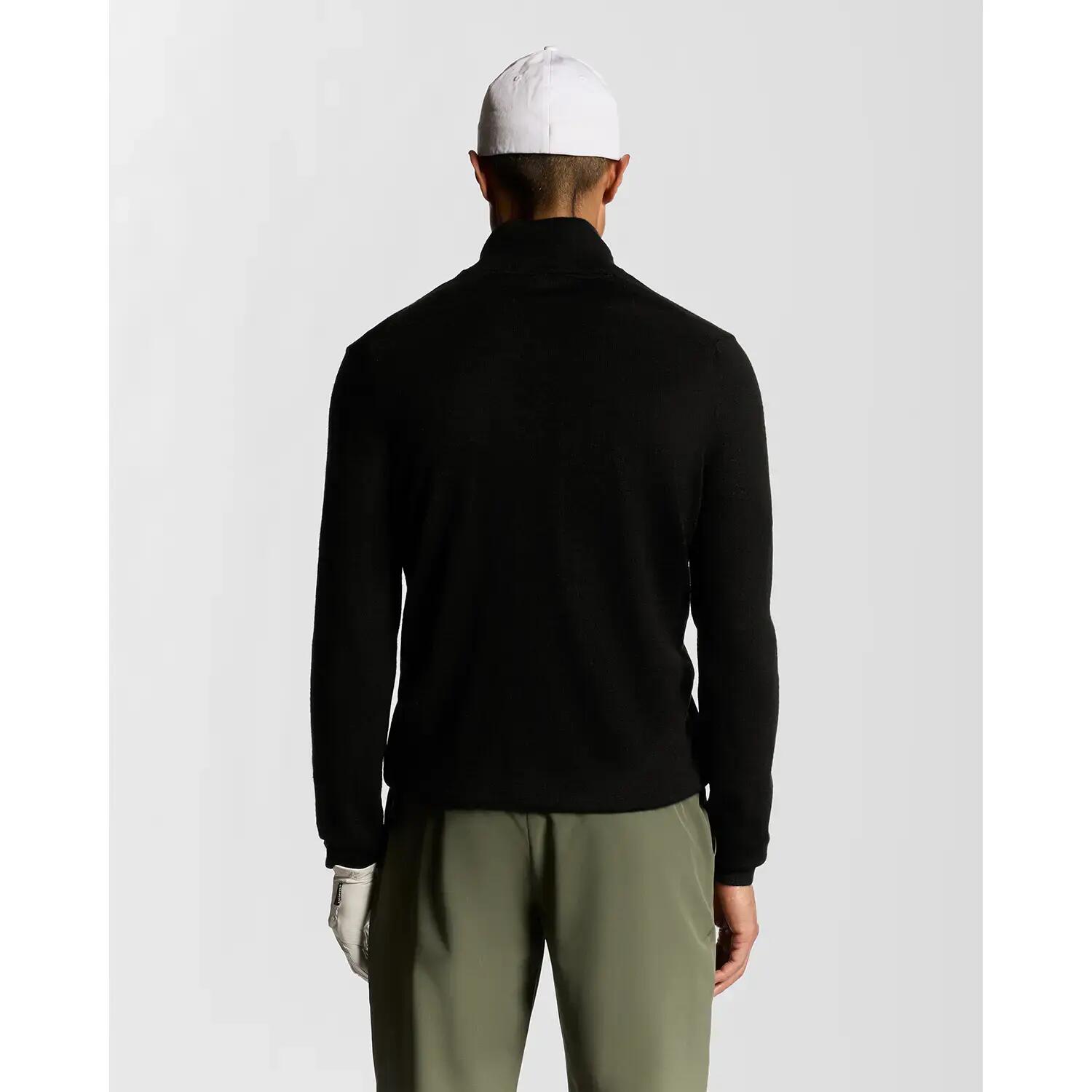 Pullover 1/4 zippowany z haftu wełny merino Lyle & Scott 4/6