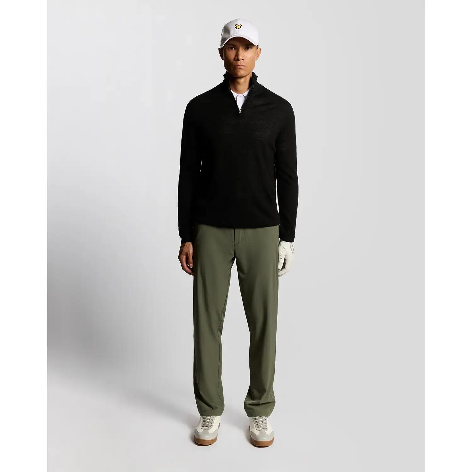 Pullover 1/4 zippowany z haftu wełny merino Lyle & Scott 3/6