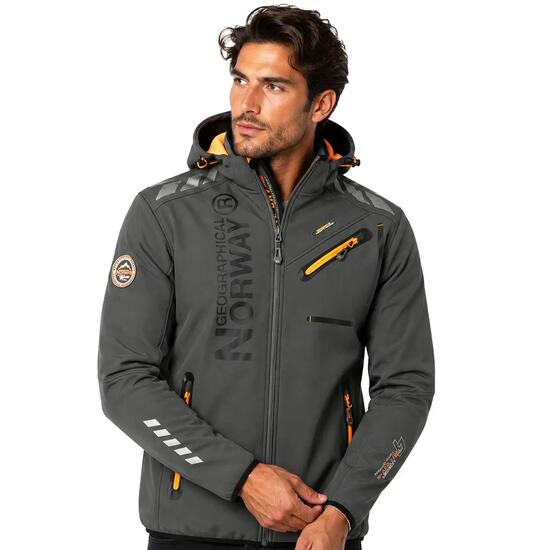 Veste softshell - Randonnée - Homme - Imperméable - Gris foncé/orange