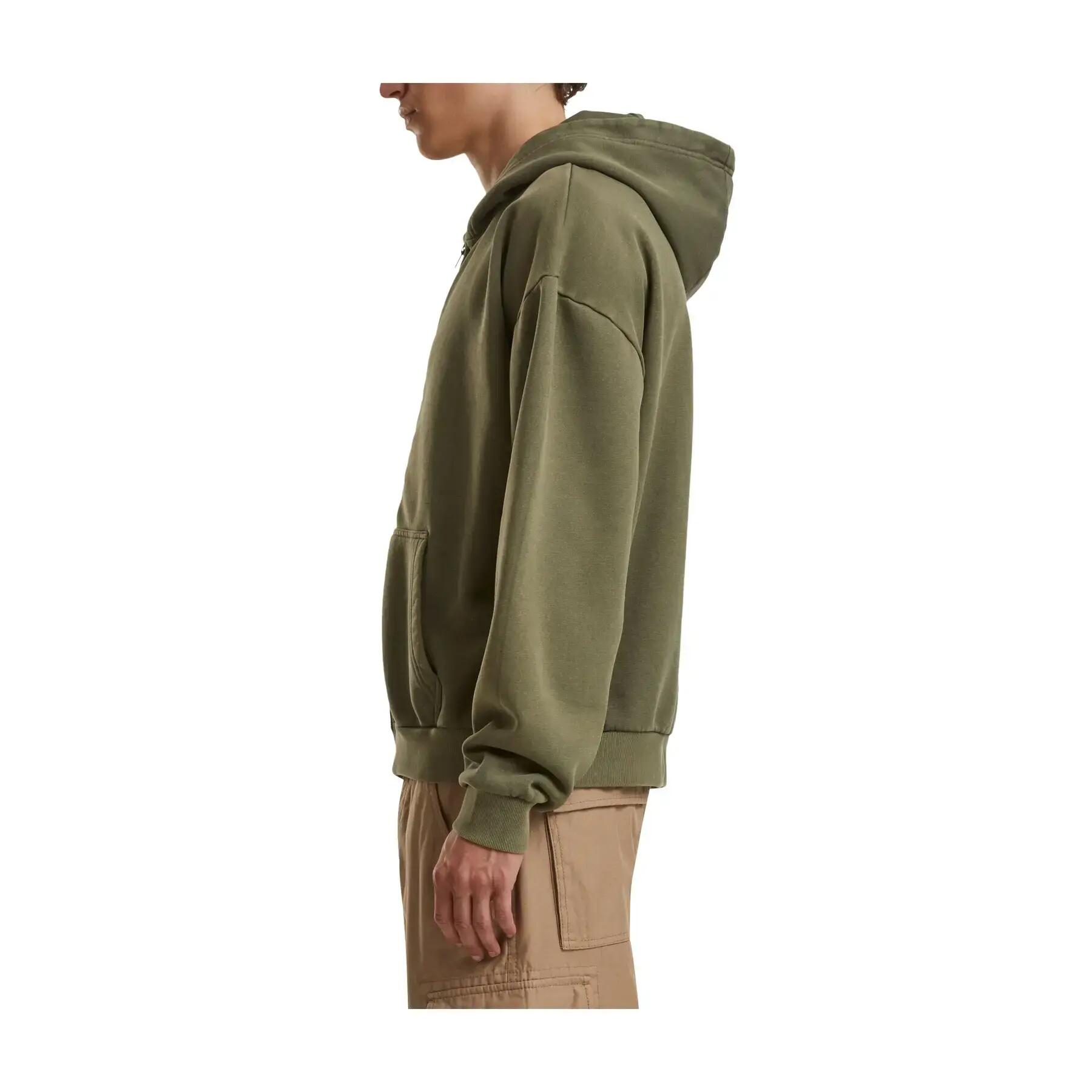 Sweatshirt com capuz pesado, desbotado e com fecho éclair Build Your Brand Stone 4/4