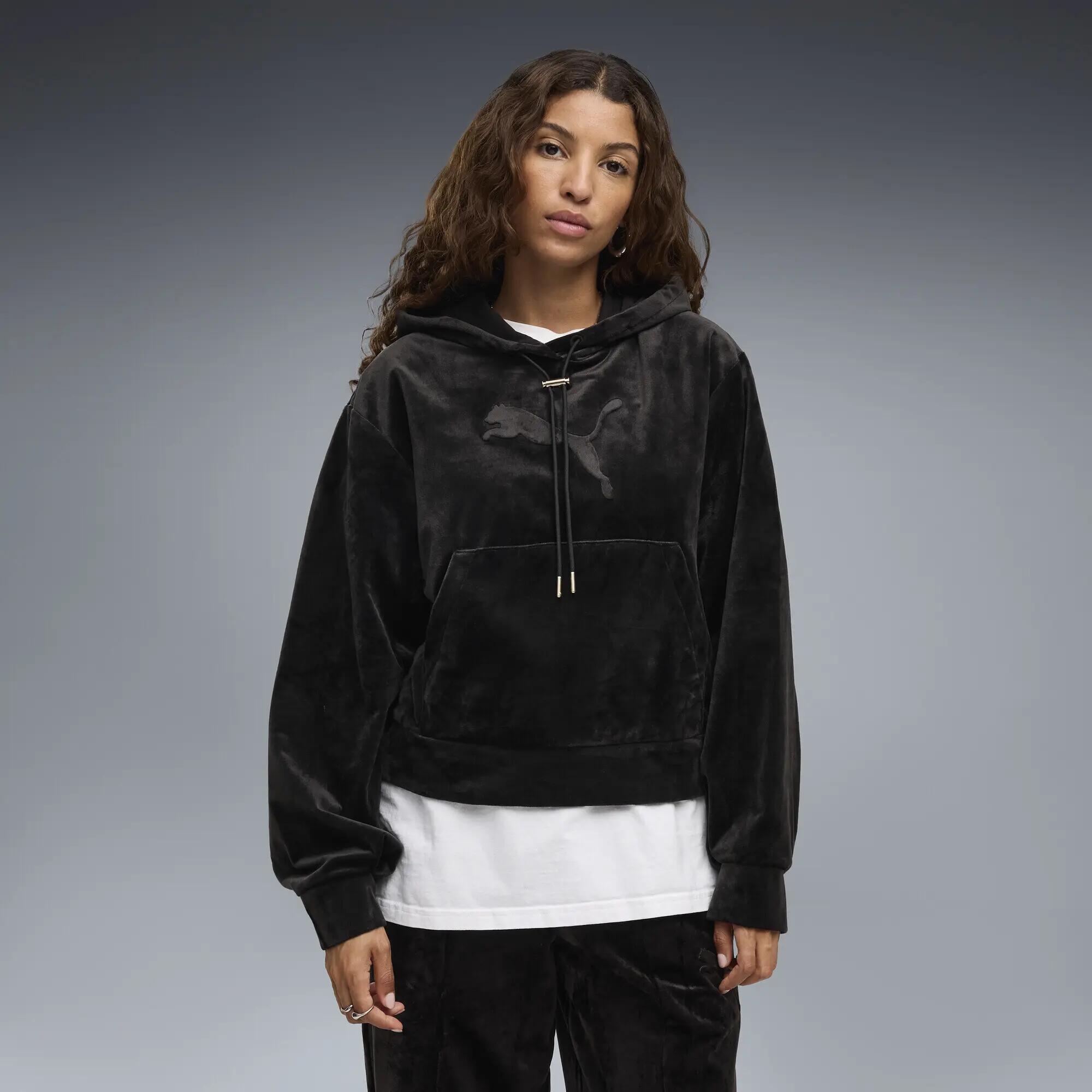 Essentials Elevated Standard Velour Hoodie Damen PUMA 2/5