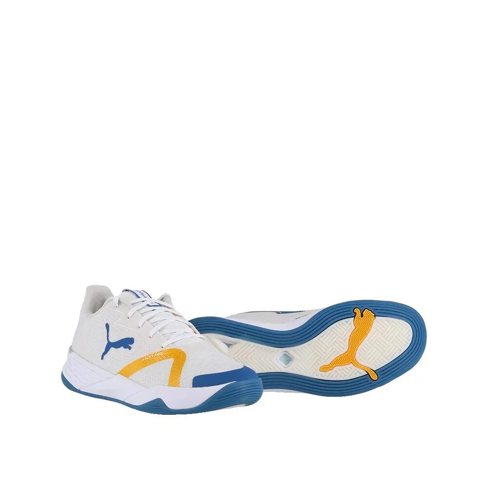 Zapatillas de balonmano PUMA Accelerate Turbo Nitro II Blancas/Azules/Naranjas 2/8