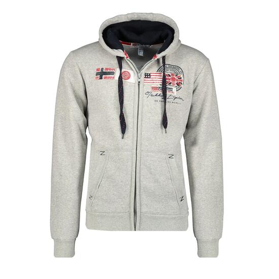 Sport-Sweatshirt für Herren mit Kapuze und Reißverschluss, grau