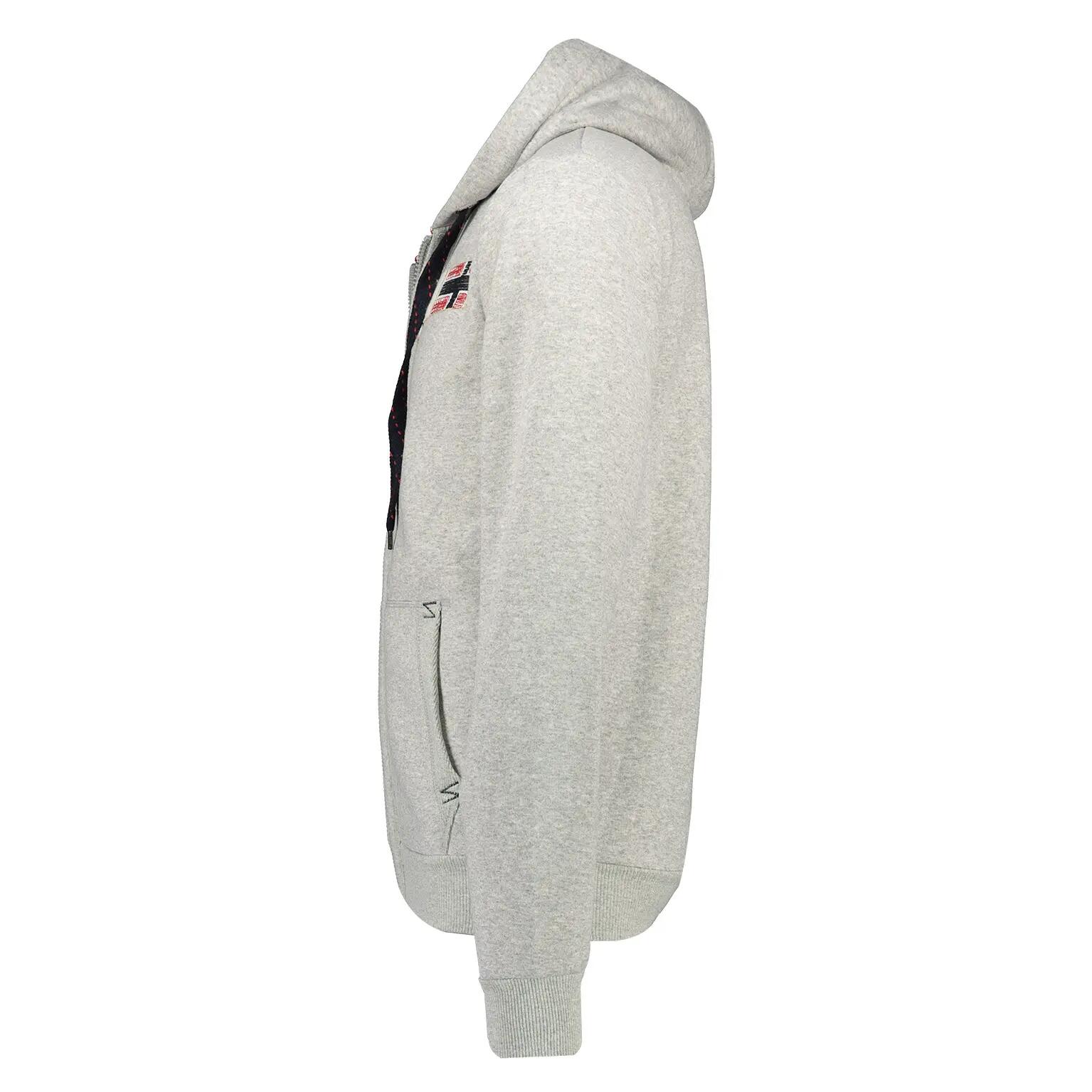 Men’s sports sweatshirt with hood and zip, grey 4/4