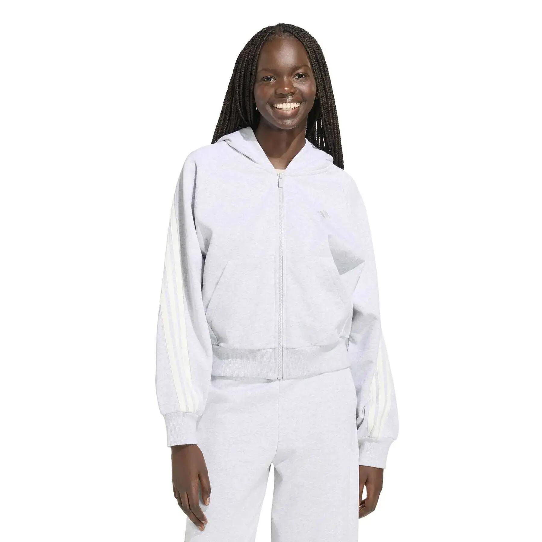Sweatshirt à capuche full zip femme adidas 3-Stripes 2/6