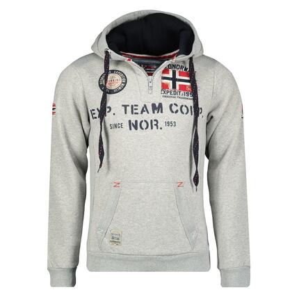 Sweatshirt Herren – Bergtour – mit Kapuze – grau