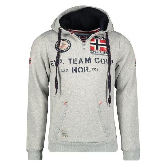 Sweatshirt Herren – Bergtour – mit Kapuze – grau