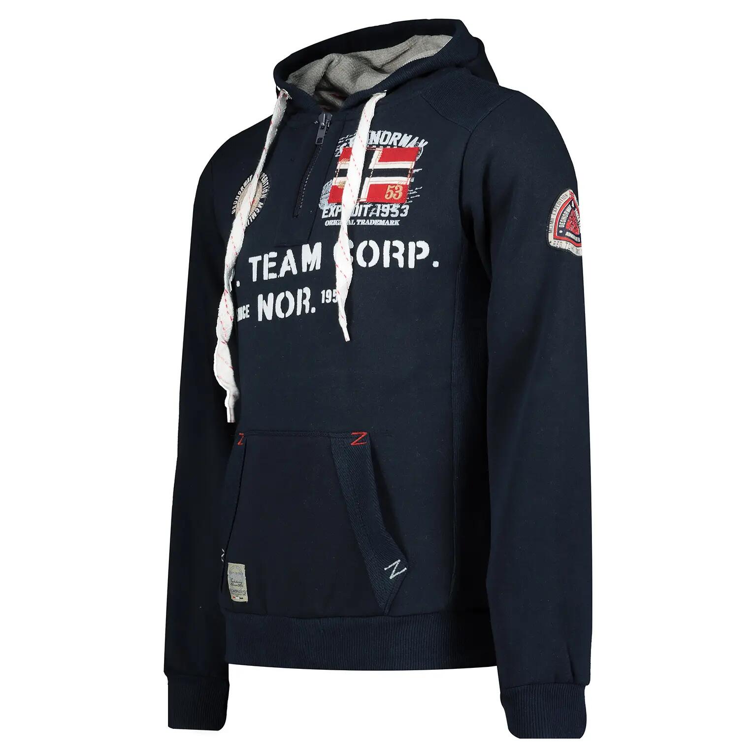 Sweatshirt Herren – Wandern – Kapuzenpullover – Vollreißverschluss – dunkelblau 3/4