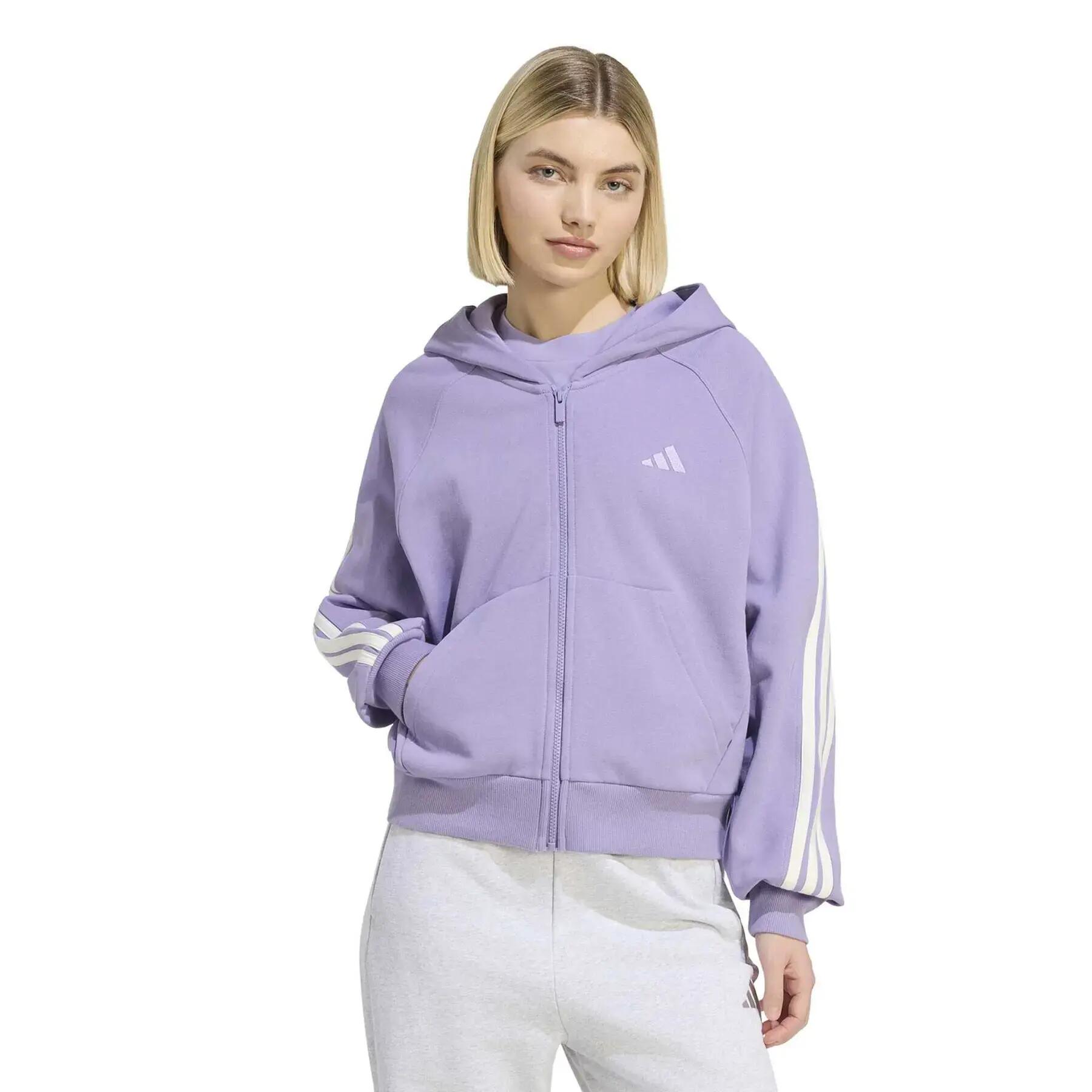 Sweatshirt à capuche full zip femme adidas 3-Stripes 2/6