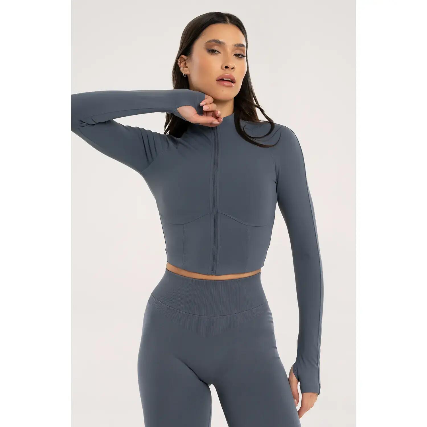 Dames Crop Zipp Hoodie Gym Glamour 2/5