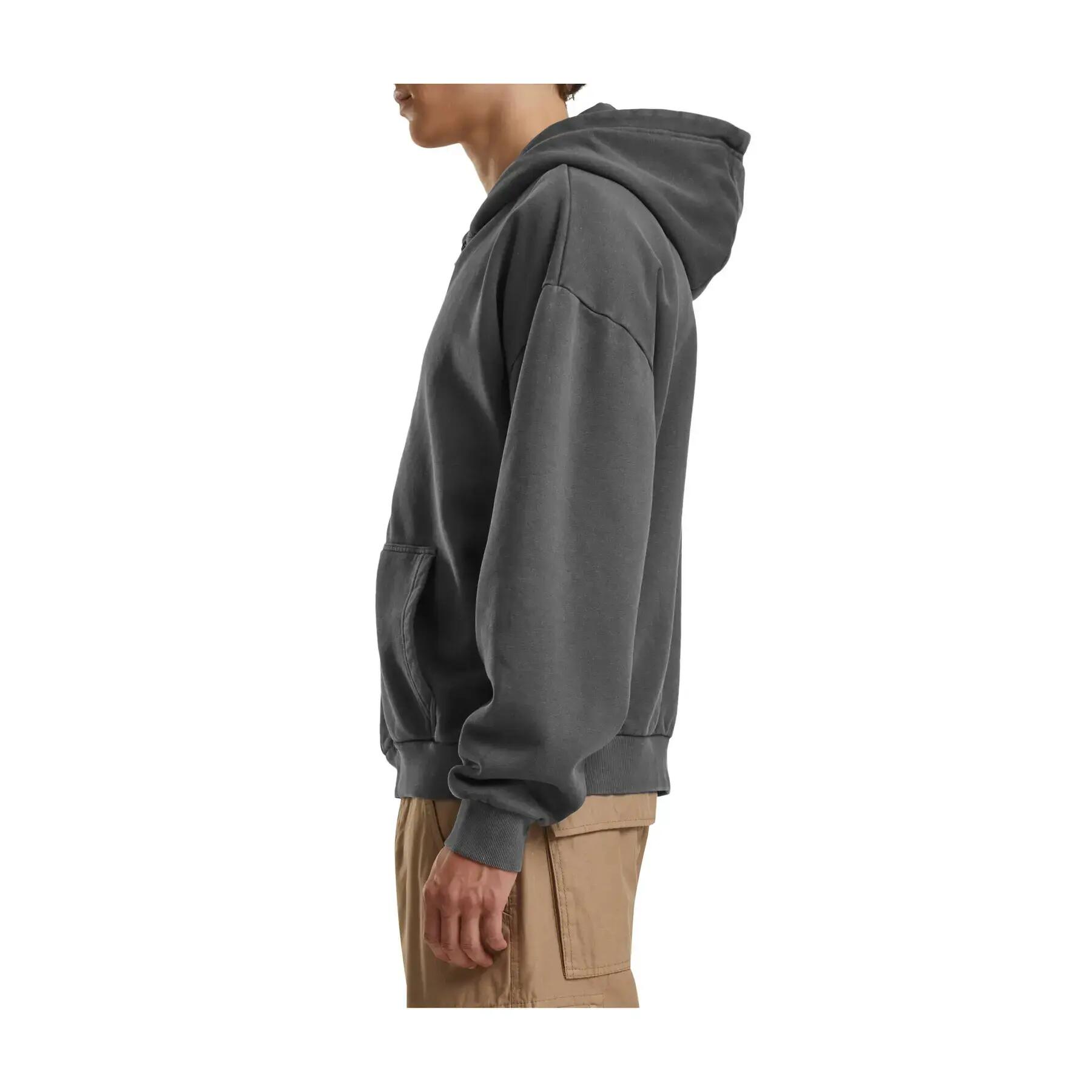 Sweatshirt com capuz pesado, desbotado e com fecho éclair Build Your Brand Stone 4/4