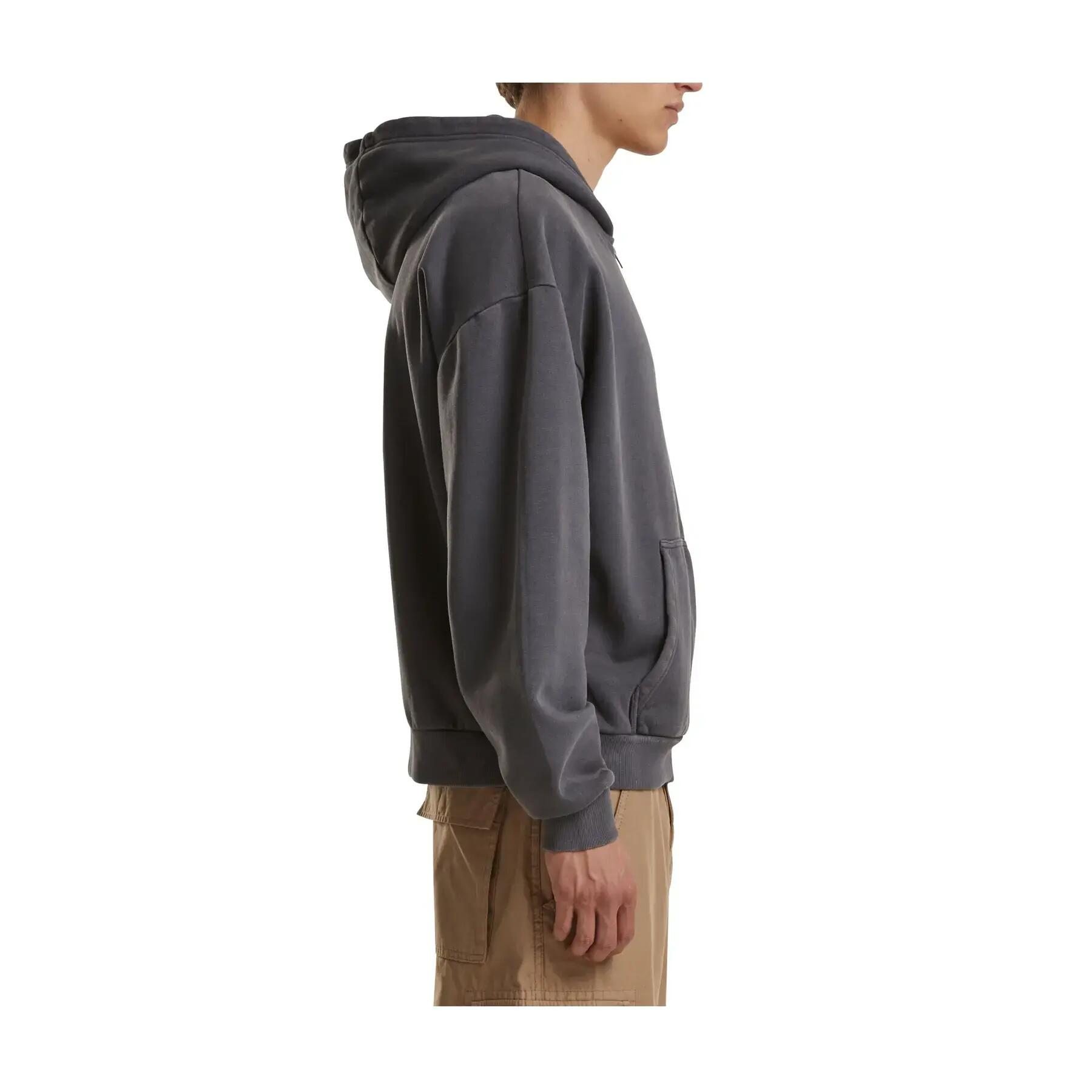 Sweatshirt com capuz pesado, desbotado e com fecho éclair Build Your Brand Stone 3/4