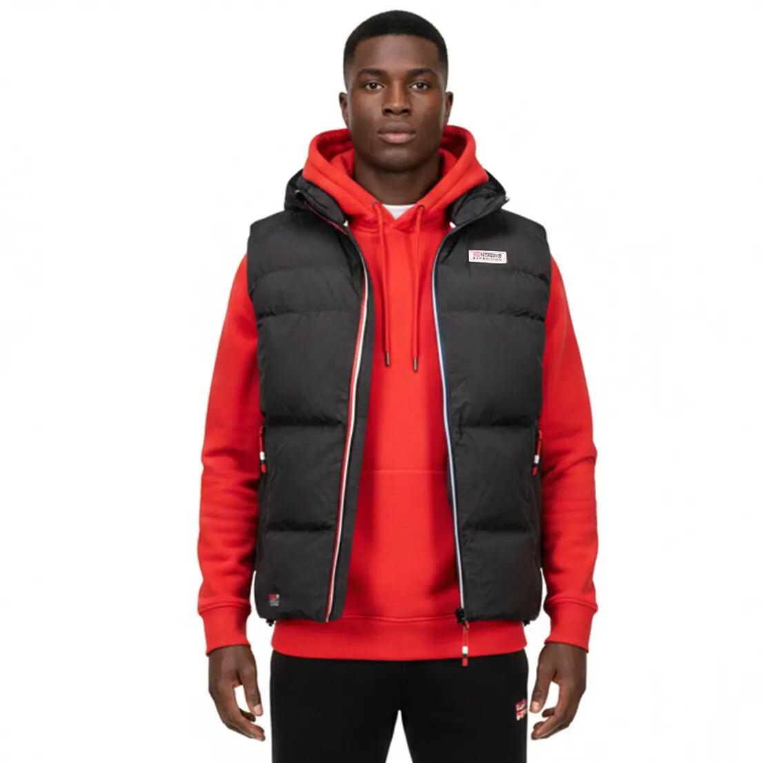 GEOGRAPHICAL NORWAY men's lifestyle padded vest – hood, high neck – black 6/6