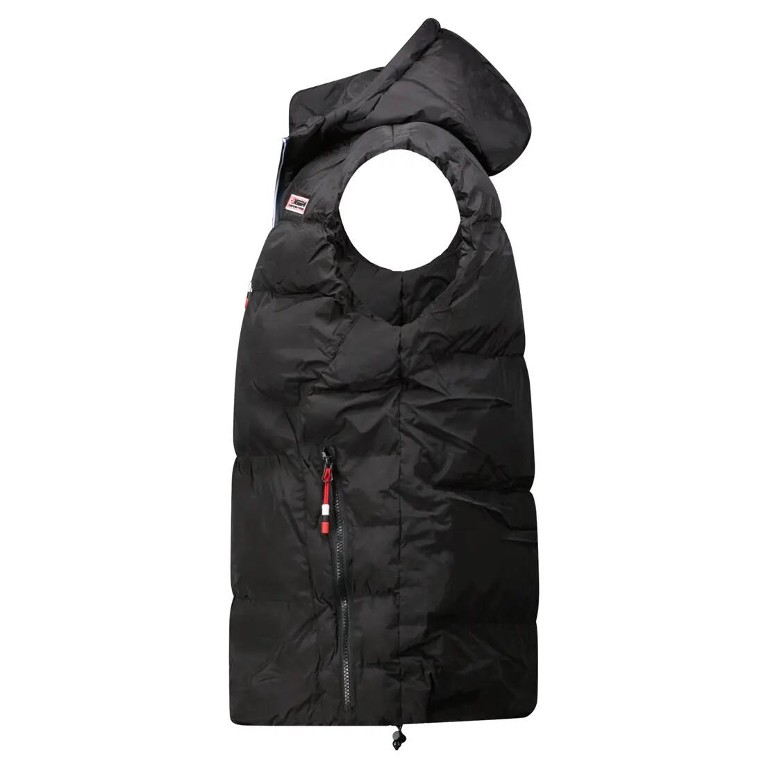 GEOGRAPHICAL NORWAY men's lifestyle padded vest – hood, high neck – black 4/6