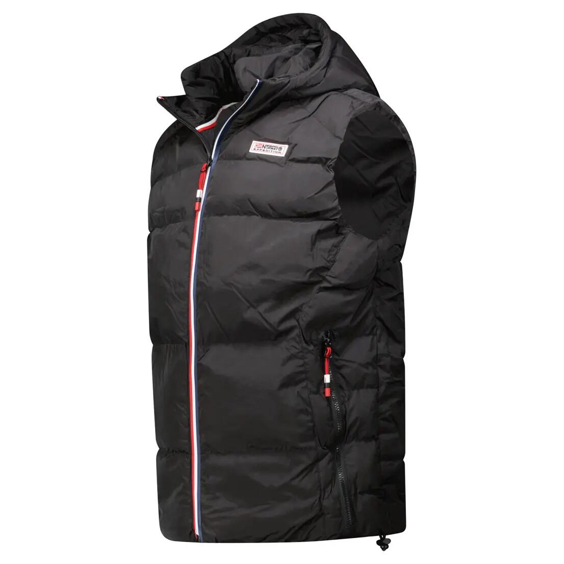 GEOGRAPHICAL NORWAY men's lifestyle padded vest – hood, high neck – black 3/6
