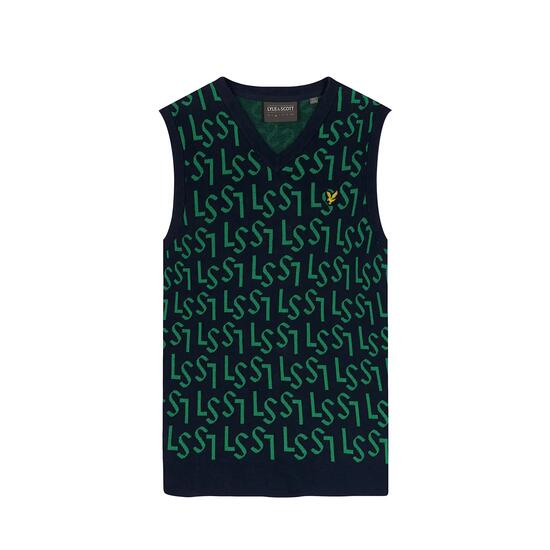 Pull col V sans manches Lyle & Scott Monogram
