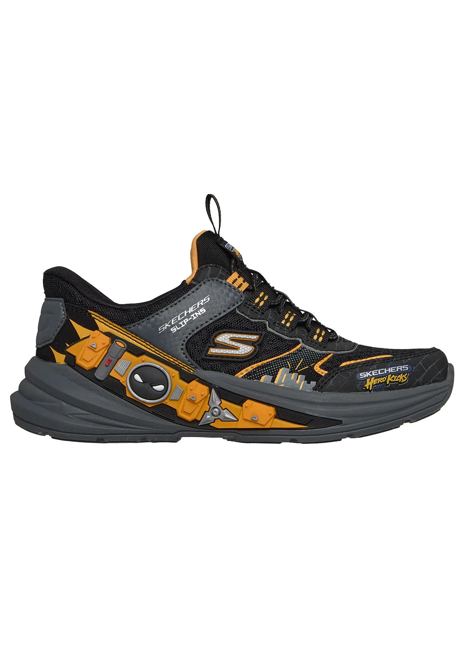 Skechers Jungen HYPER QUEST Slip On Sneaker  Black Yellow 4/5