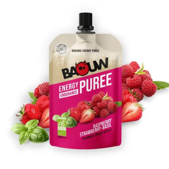Pack 5 BAOUW Bio-Himbeer-Erdbeer-Basilikum-Püree 90 g