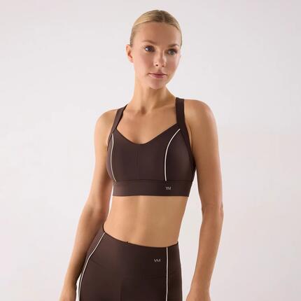 Soutien-gorge sport femme marron à larges bretelles