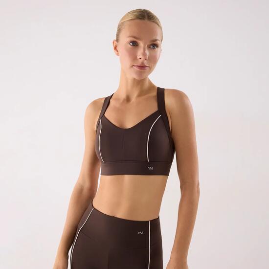 Soutien-gorge sport femme marron à larges bretelles