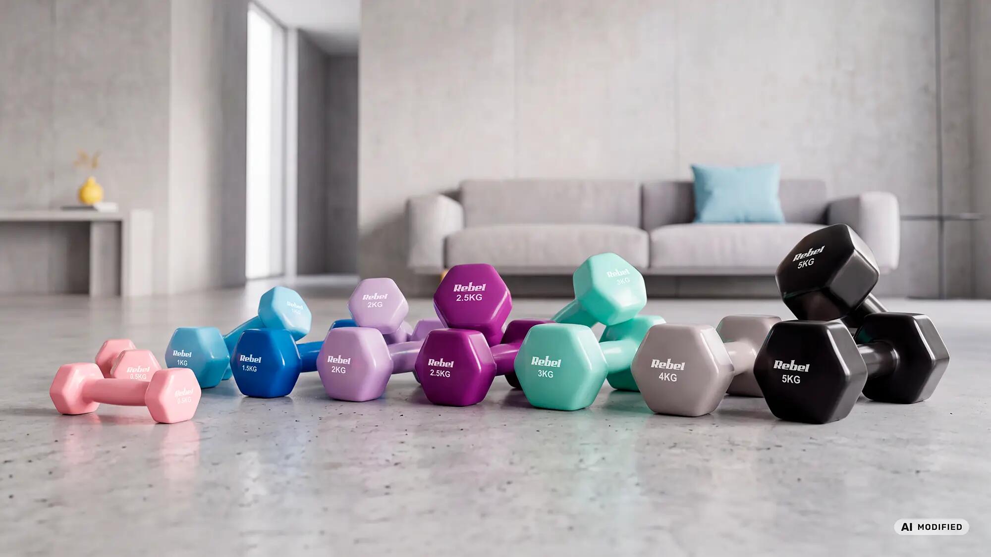 Hantelki żeliwne winylowe HEX 2 x 1 kg Rebel 6/6