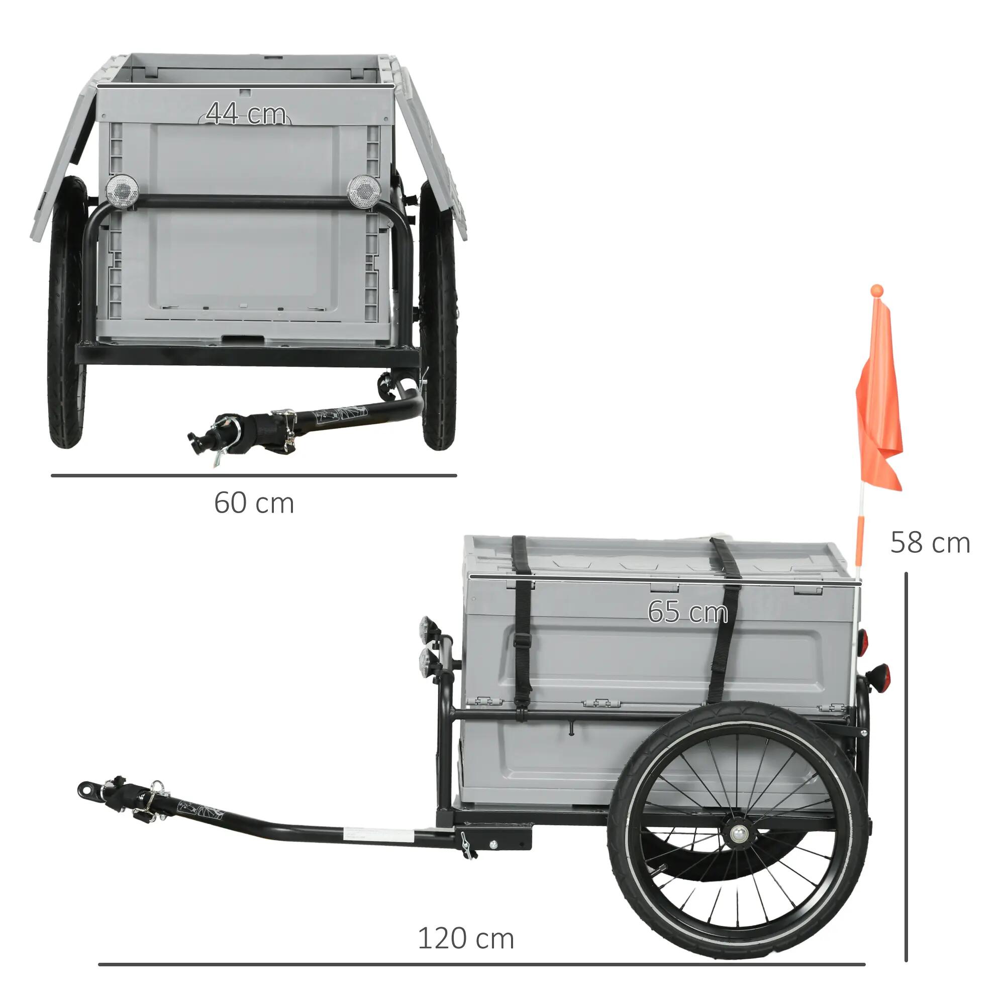 Remorque à vélo pliable avec coffre de rangement charge max. 40 Kg gris 3/5