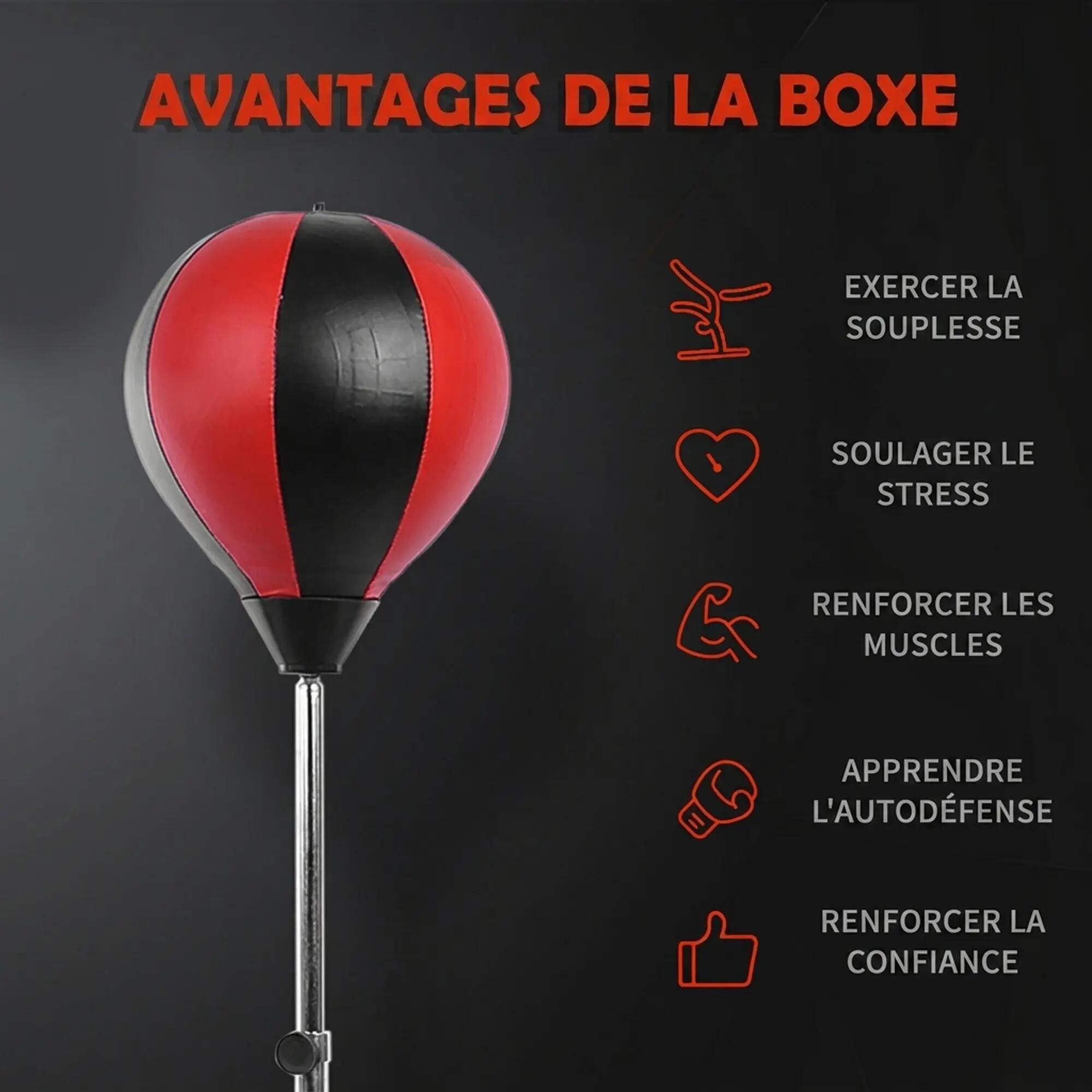 Sac de frappe punching ball avec gants et pompe hauteur reglable 125 à 145 cm 4/5