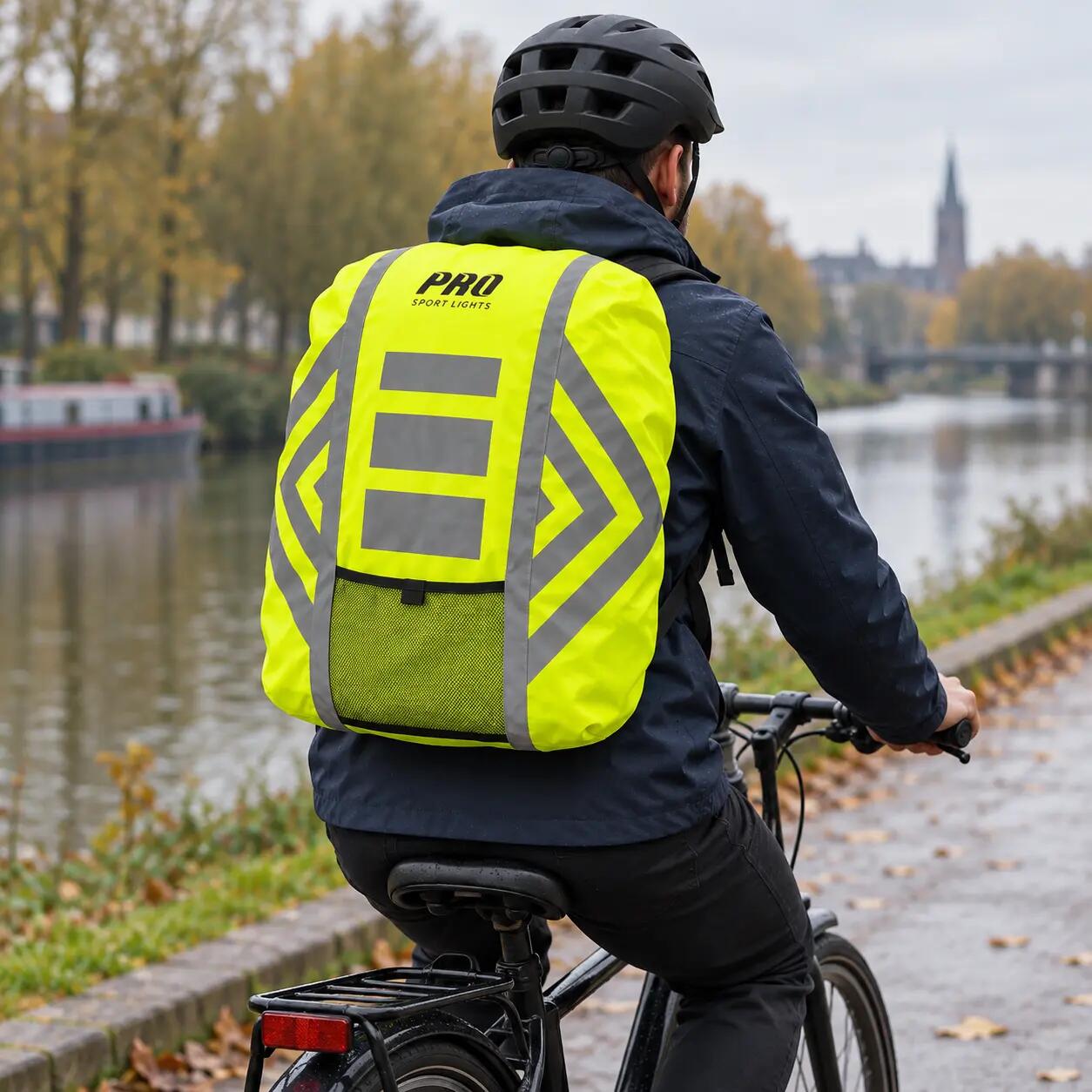 Housse de pluie sac à dos imperméable réfléchissante 30-40 litres jaune fluo 2/8