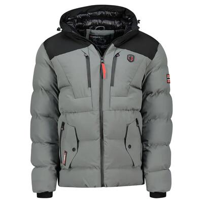 Parka escursionismo uomo con cappuccio regolabile grigio
