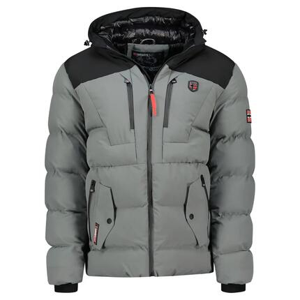 Parka randonnée montagne homme, capuche réglable, gris