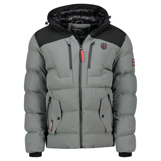 Parka randonnée montagne homme, capuche réglable, gris