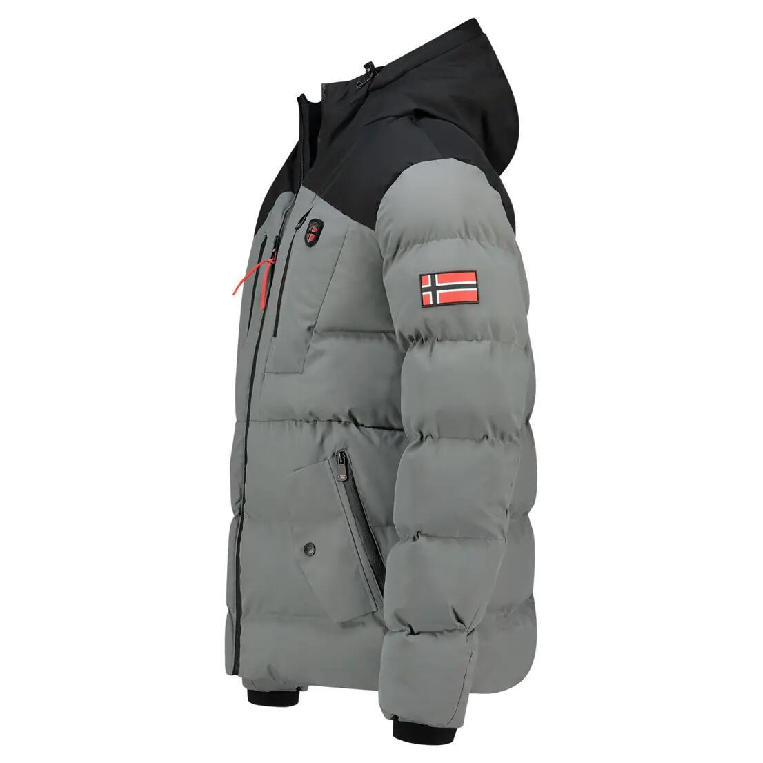 Parka randonnée homme, capuche réglable, doublure polaire, gris 4/4