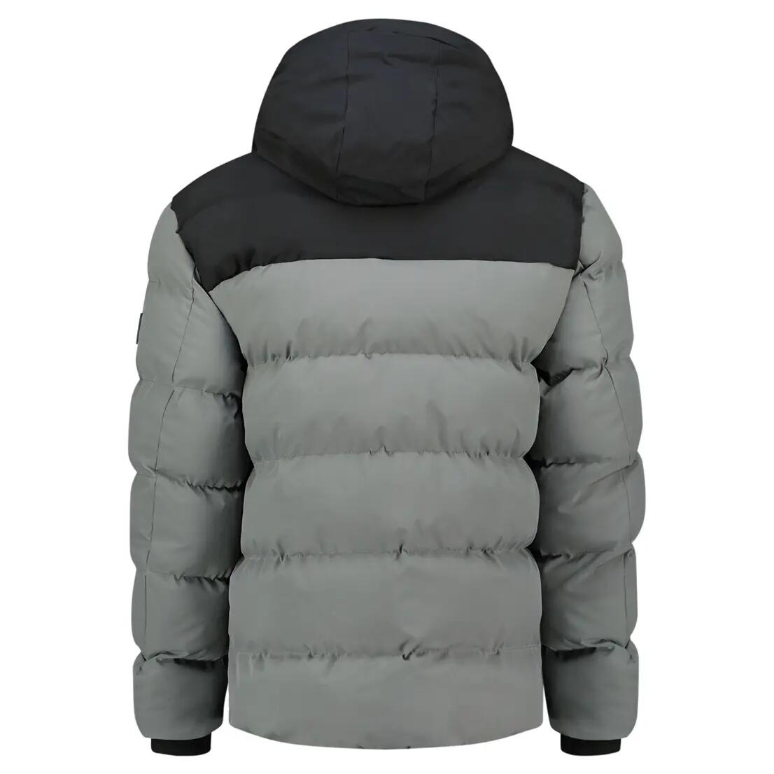 Parka randonnée homme, capuche réglable, doublure polaire, gris 3/4
