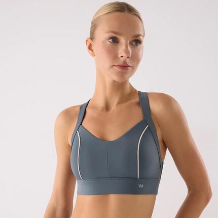 Soutien-gorge sport femme bleu à larges bretelles
