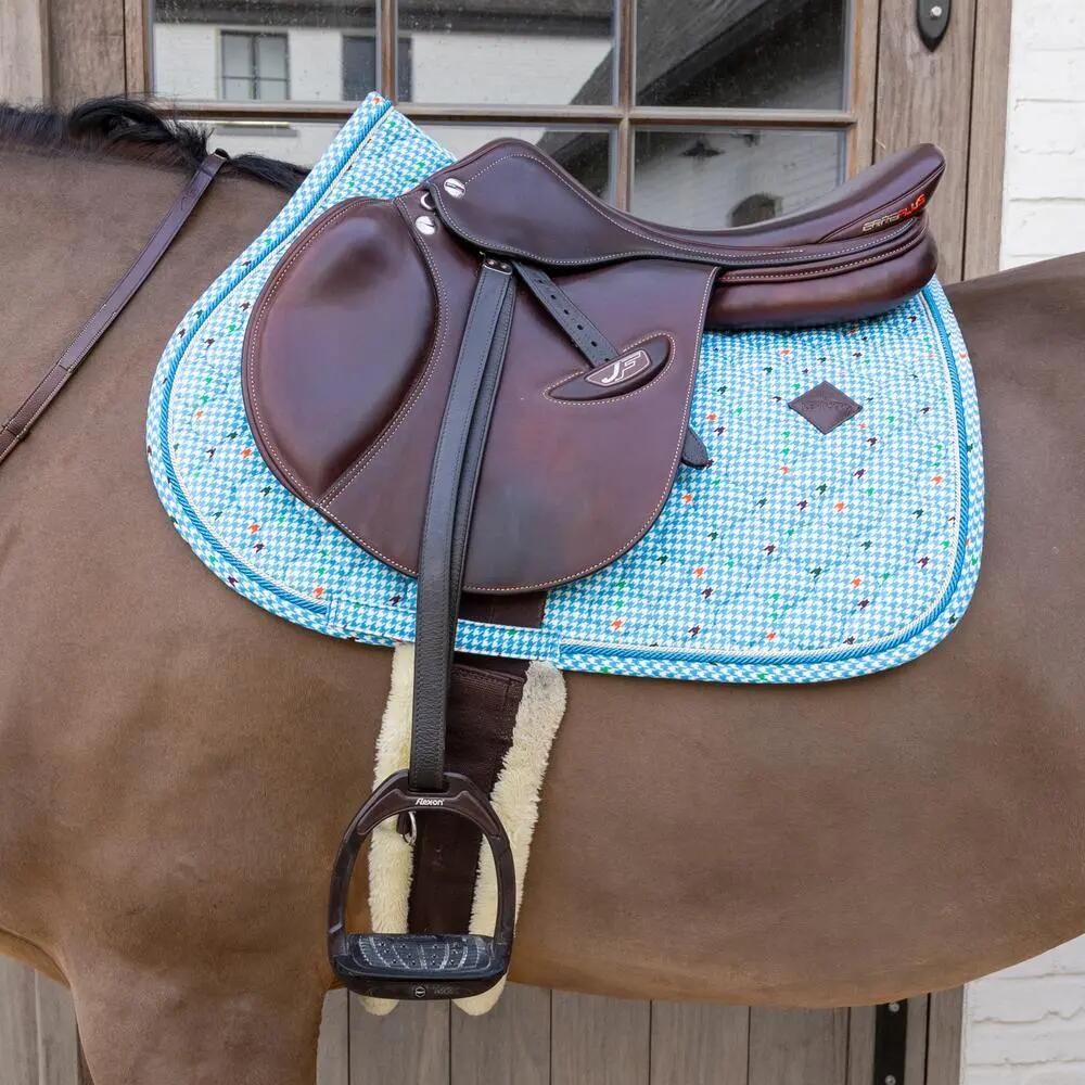 Zadeldoek velvet horse pied de poule navy colorfull pony 5/5